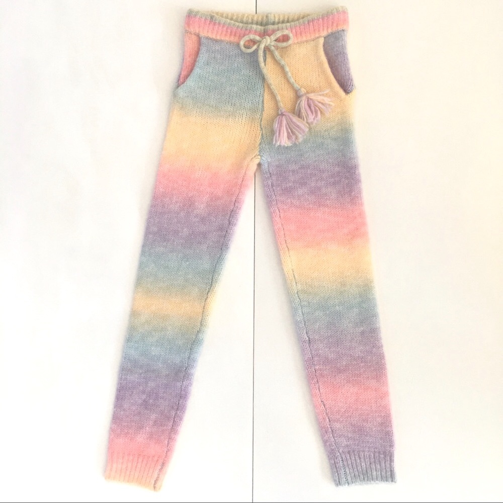 NEW wool blend pastel rainbow sweater joggers XS/S